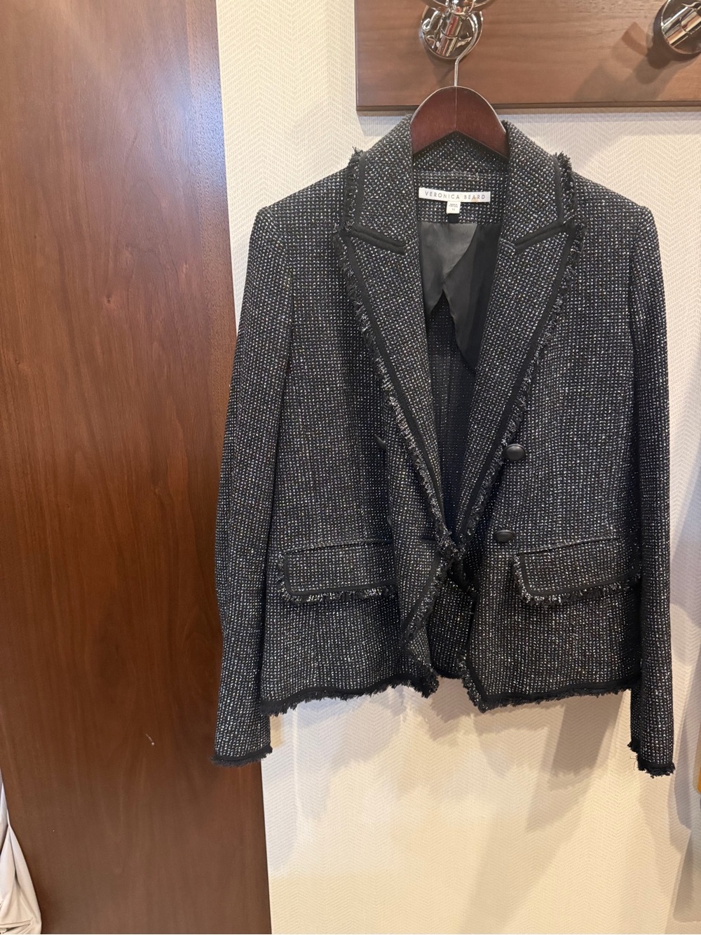 Veronica Beard Silver Metallic Tweed Miller Jacket